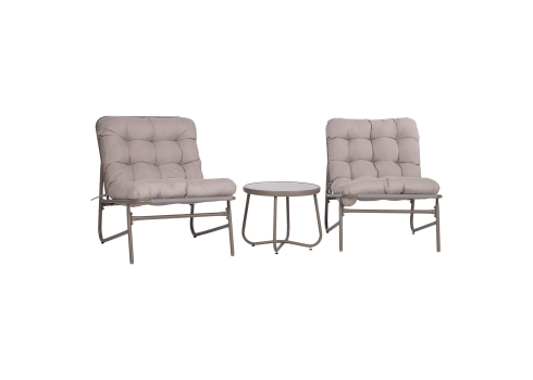 Aiamööblikomplekt JIVE laud ja 2 tooli, taupe