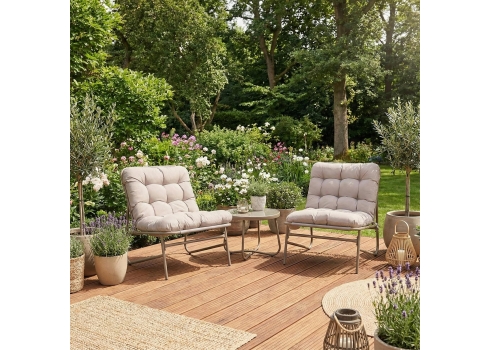 Aiamööblikomplekt JIVE laud ja 2 tooli, taupe