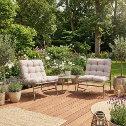 Aiamööblikomplekt JIVE laud ja 2 tooli, taupe