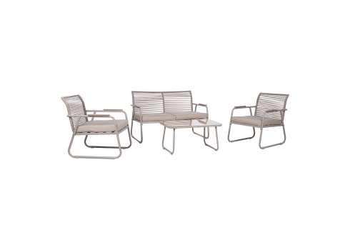 Aiamööblikomplekt MACOS laud, diivan ja 2 tooli, beež