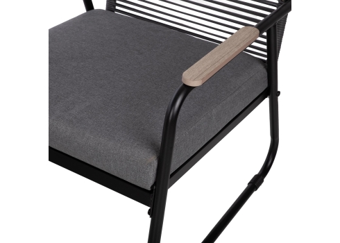 Aiamööblikomplekt MACOS laud, diivan ja 2 tooli, hall-must