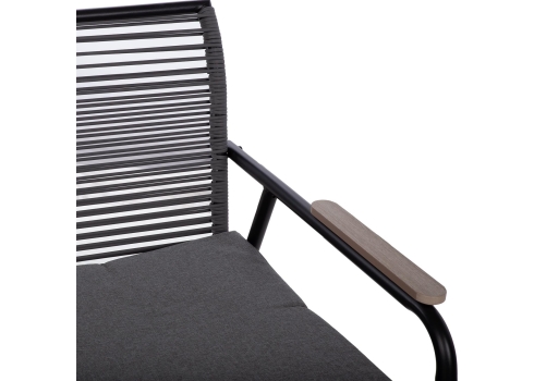 Aiamööblikomplekt MACOS laud, diivan ja 2 tooli, hall-must