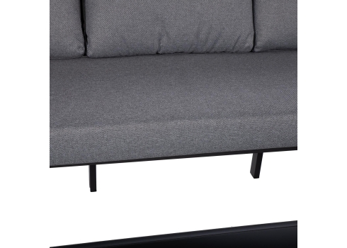 Aiamööblikomplekt LONA laud, diivan ja 2 tooli, hall-must