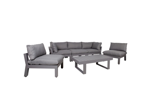 Aiamööblikomplekt FLUFFY mooduldiivan ja laud, hall