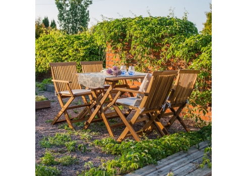 Aiamööblikomplekt FINLAY laud ja 4 käetugedega tooli