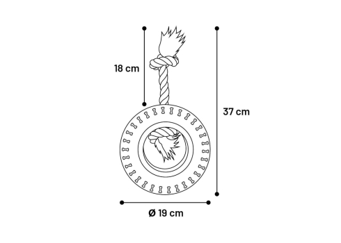 FLMG mänguasi koertele Gladiator rehv nööriga, 19cm