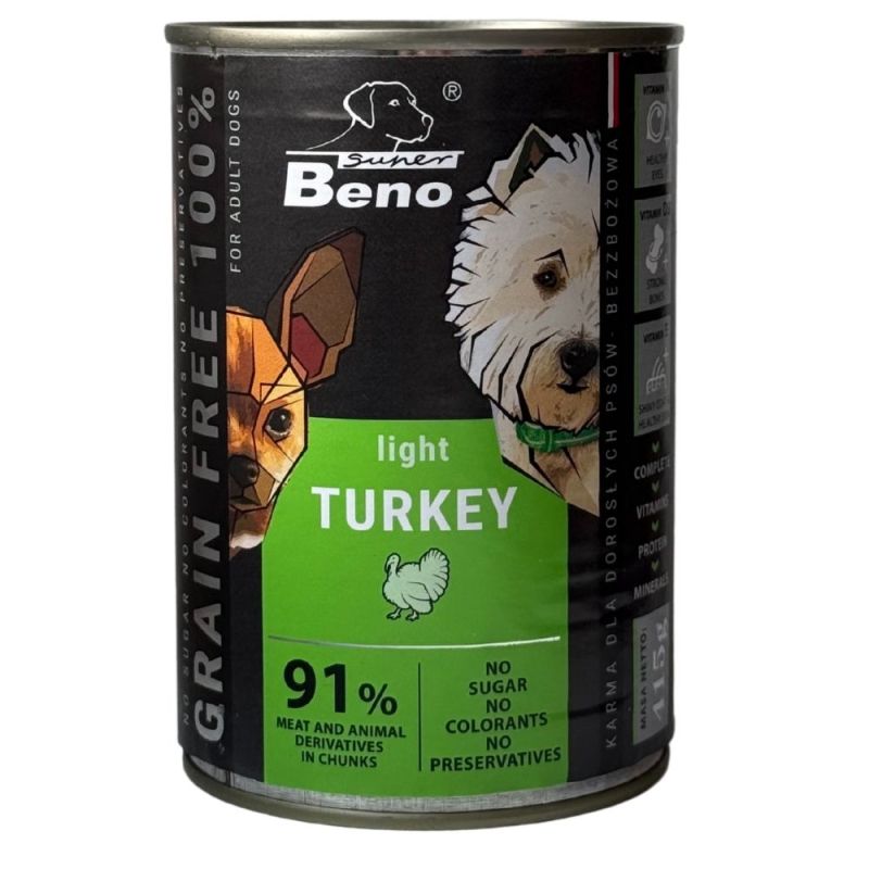 Super Beno konserv koerale kalkunilihaga, tükid kastmes 10x415g