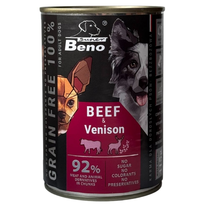 Super Beno konserv koerale veise ja metsloomalihaga, tükid kastmes 10x415g