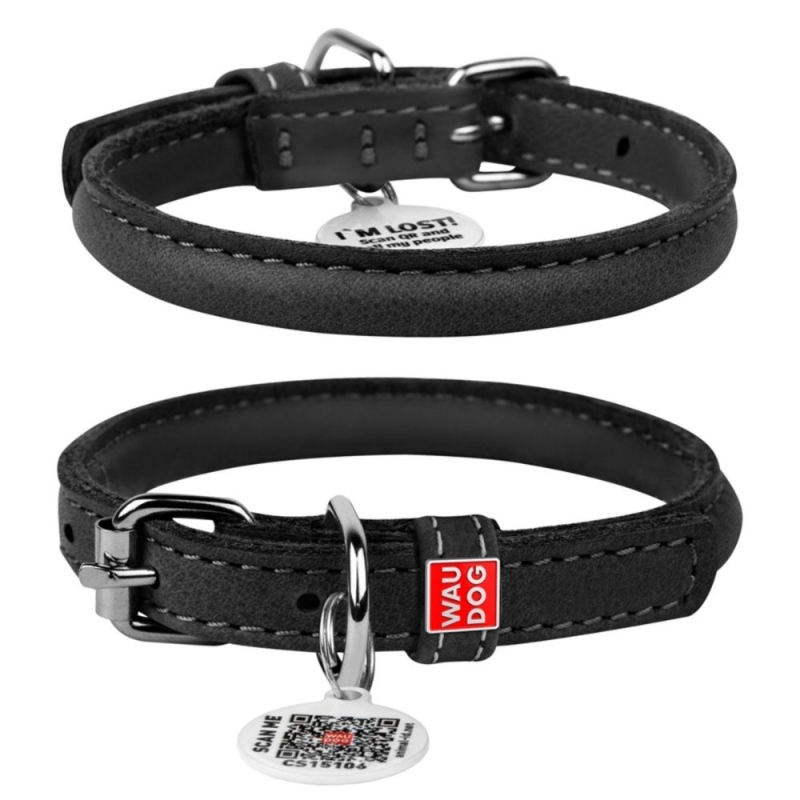 WAUDOG kaelarihm koertele QR-passiga, must, XS