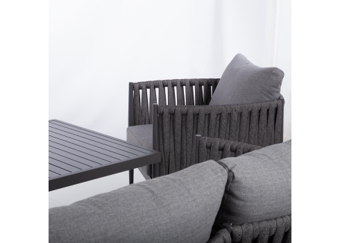 Aiamööblikomplekt BRISTOL laud, diivan ja 2 tooli, hall