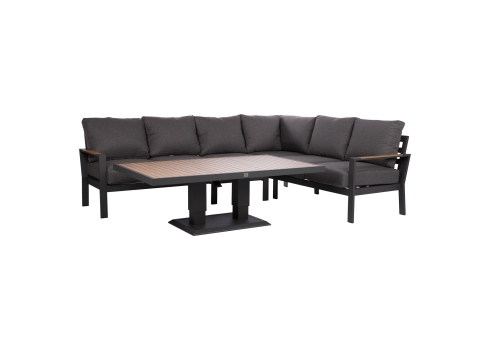 Aiamööblikomplekt RIO nurgadiivan ja laud, tumehall