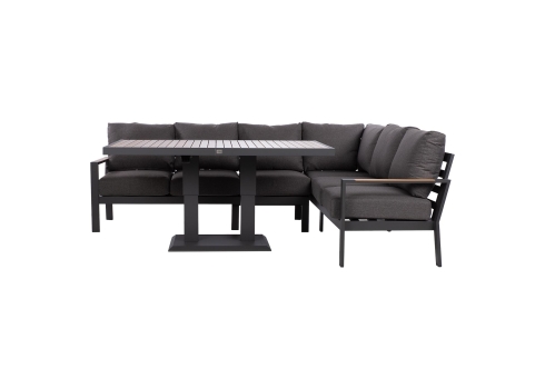 Aiamööblikomplekt RIO nurgadiivan ja laud, tumehall