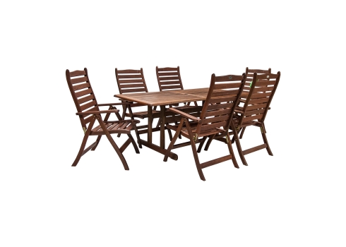 Aiamööblikomplekt VENICE laud ja 6 tooli, meranti