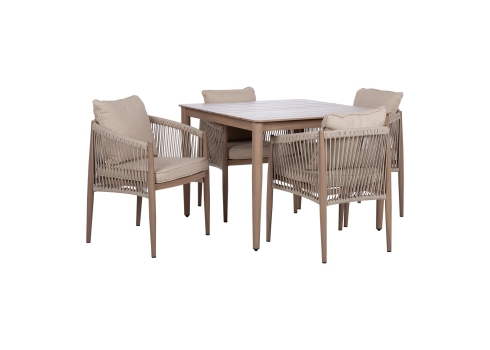Aiamööblikomplekt MEDINA laud ja 4 tooli, beež