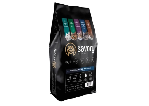 Savory kassisööt Gourmand lõhe ja valge kalaga 8kg
