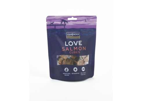 FISH4DOGS KOERA MAIUS LOVE LÕHE KUUBIKUD 85G