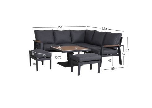 Aiamööblikomplekt PARKER 4-osaline, hall