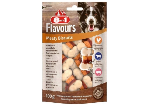 8in1 Flavours Meaty Biscuits, 100g