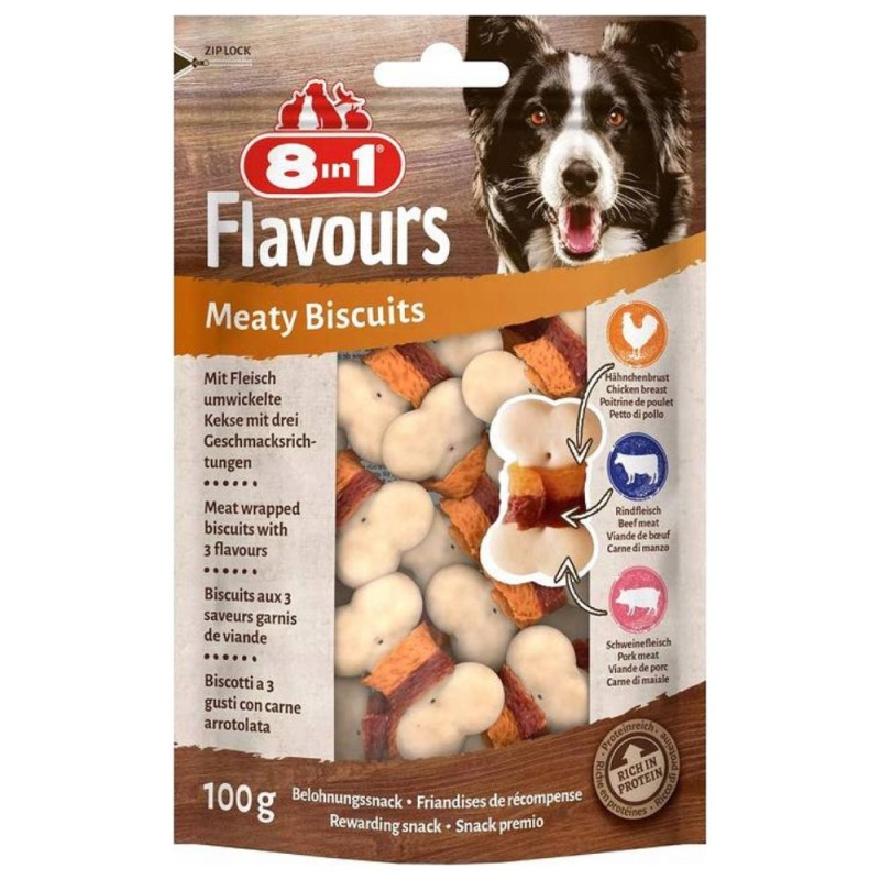 8in1 Flavours Meaty Biscuits, 100g
