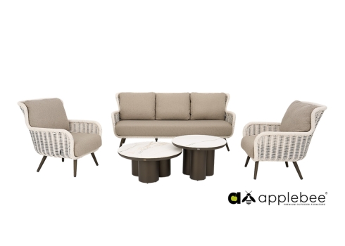 Diivan Apple Bee KEY LARGO valge / hallikasbeež,  aiamööbel, mööbel, aiadiivanid, ilmastikukindel aiamööbel