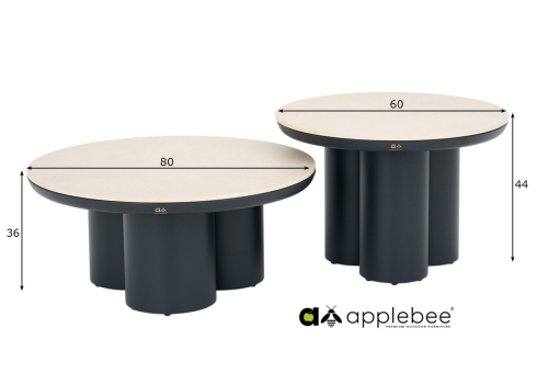 Diivanilaudade komplekt Apple Bee TONGA helehall / must, 2 tk, aiamööbel, mööbel, aialaud, aialauad