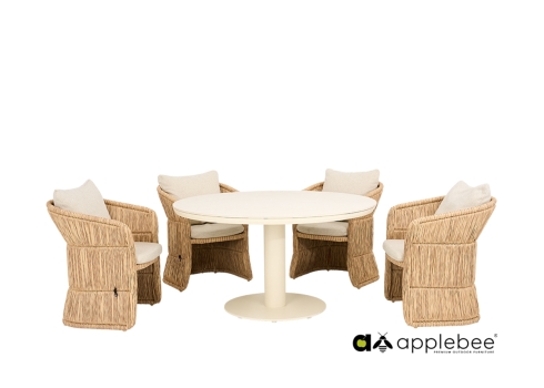 Aiamööbli komplekt Apple Bee GILI pruun / helebeež, 4 tooli + laud, aiamööbel, mööbel