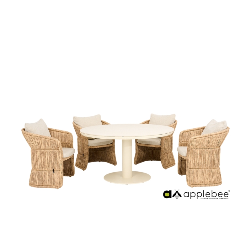 Aiamööbli komplekt Apple Bee GILI pruun / helebeež, 4 tooli + laud, aiamööbel, mööbel