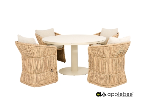 Aiamööbli komplekt Apple Bee GILI pruun / helebeež, 4 tooli + laud, aiamööbel, mööbel