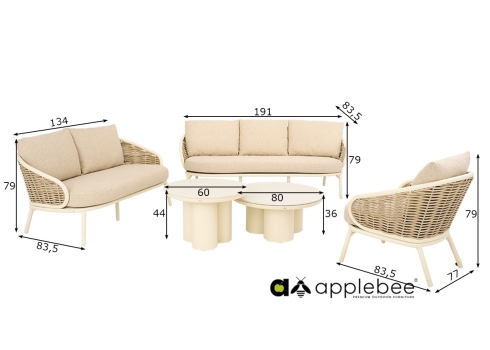 Aiamööbli komplekt Apple Bee PINE KEY helepruun / helebeež, aiamööbel, terrassimööbel