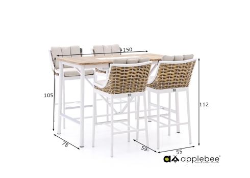 Aiamööbli komplekt Apple Bee MILOU helebeež, aiamööbel, terrassimööbel