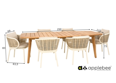 Aiamööbli komplekt Apple Bee PINE KEY helepruun / helebeež, aiamööbel, terrassimööbel