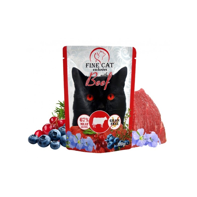 Fine Cat märgtoit veise, mustikate ja jõhvikatega 300g