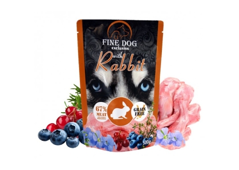 Rafi Fine Dog märgtoit küülikuliha, mustikate ja jõhvikatega 10x500g