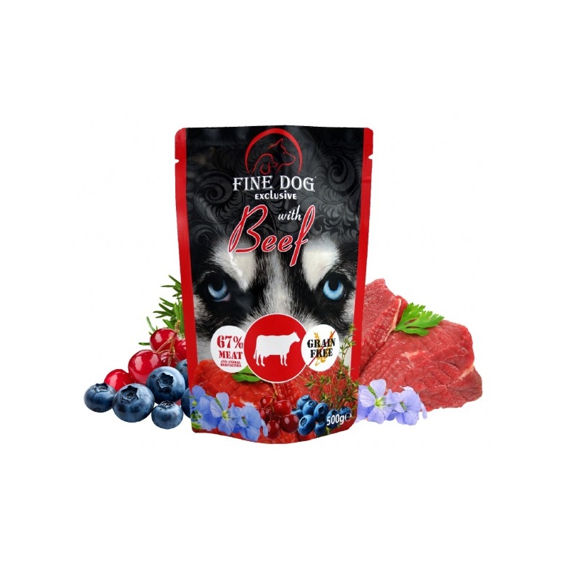 Rafi Fine Dog märgtoit veiseliha, mustikate ja jõhvikatega 10x500g