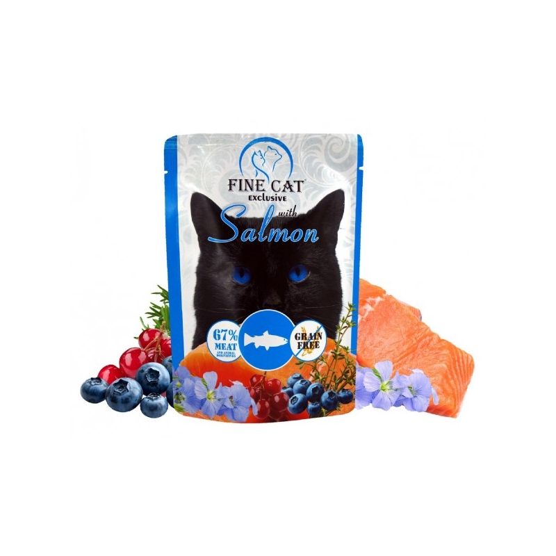 Fine Cat märgtoit lõhe, mustikate ja jõhvikatega 300g