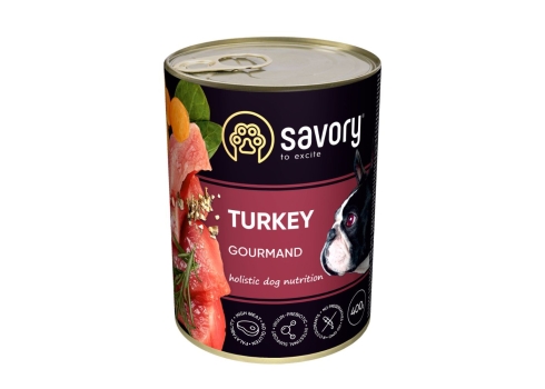 Savory konserv Gourmand koertele kalkuniga 800g