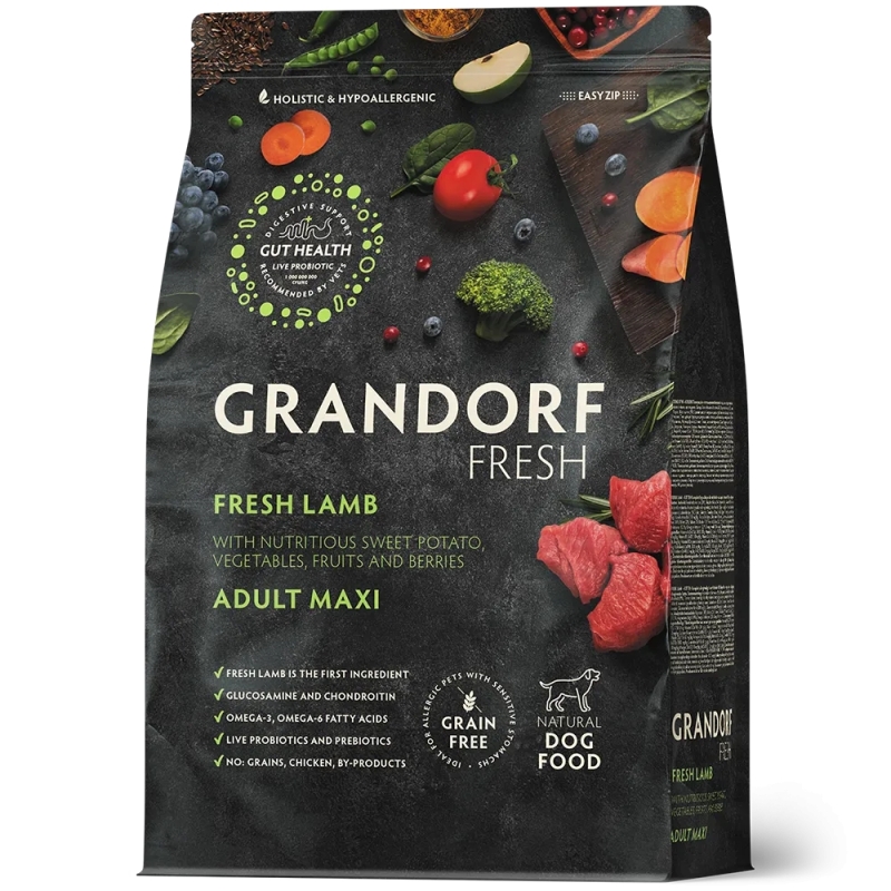 Grandorf Fresh koeratoit värske Lambaliha ja Bataat Suurtele Koertele 10kg
