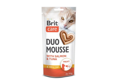 Brit Care Creamy Duo Mousse with Salmon and Tuna maius kassile 4x14g