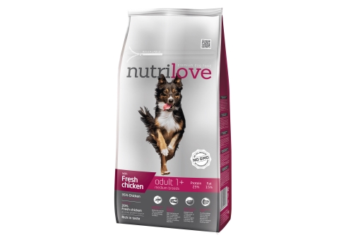 Nutrilove koeratoit adult medium fresh chicken 16 kg (2x8kg)