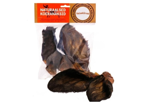 Naturaalne maius koertele, veise kõrvad karvadega, 3tk