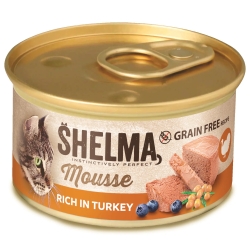 Shelma mousse konserv kassile kalkuni, mustikate ja astelpajuga 12x85g