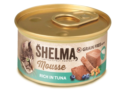 Shelma mousse konserv kassile tuunikala, mustika ja astelpajuga 12x85g