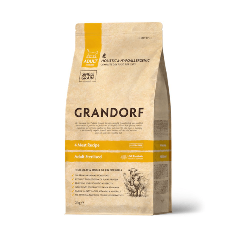 Grandorf Cat 4 Lihaga kassitoit steriliseeritud kassidele 8kg