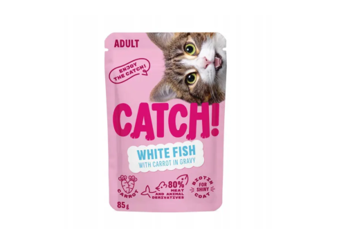 Catch Täissööt täiskasvanud kassidele valge kala ja porgandiga kastmes 24x85g