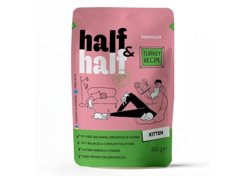 Half&Half Kitten kalkun želees kassi märgtoit 22x100g