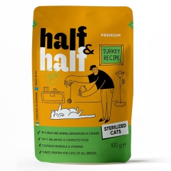 Half&Half Sterilised Adult kalkun želees märgtoit kassile 22x100g