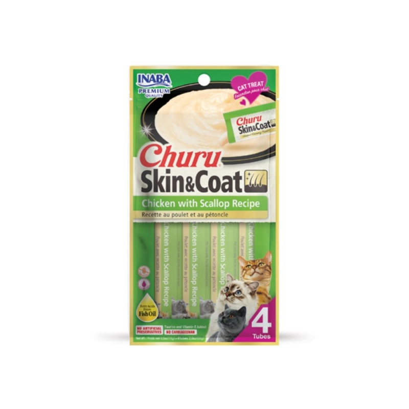 Churu Cat Skin&Coat Chicken&Scallop maius kassile 4x14g