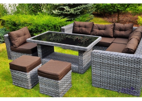 Aiamööbli komplekt Bello Giardino MAESTOSO hall, diivan + laud + jalatoolid