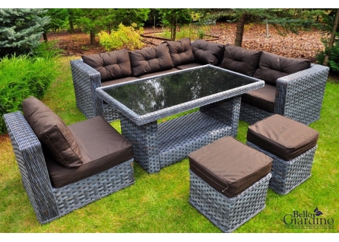 Aiamööbli komplekt Bello Giardino MAESTOSO hall, diivan + laud + jalatoolid