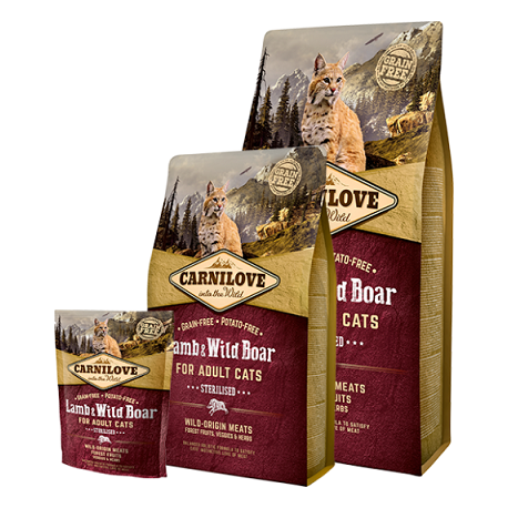 Carnilove Lamb & Wild Boar Sterilised kassitoit 2kg Carnilove Lamb & Wild Boar Sterilised kassitoit 2kg